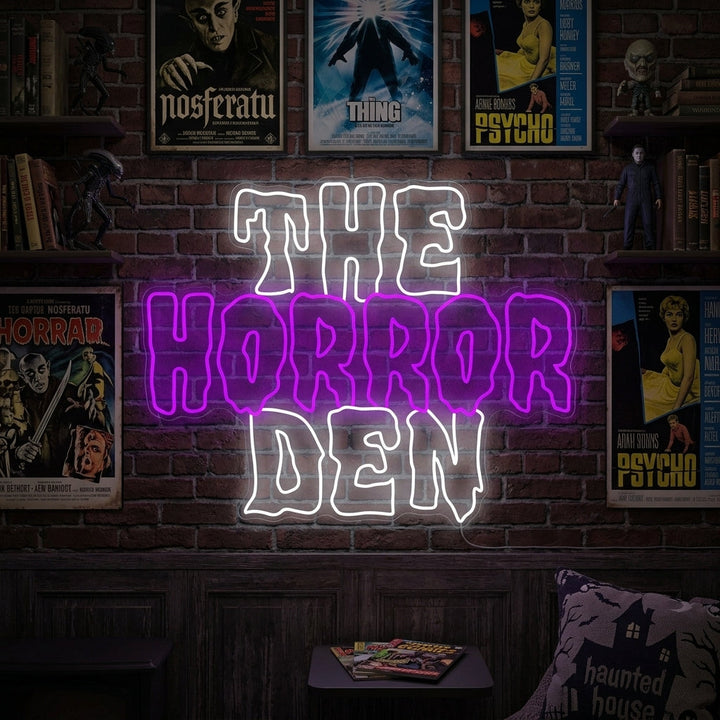 "The Horror Den" Letrero de neón