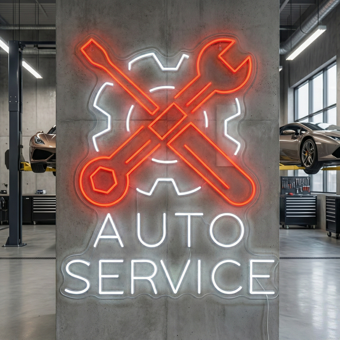 "Auto Service" Letrero de neón