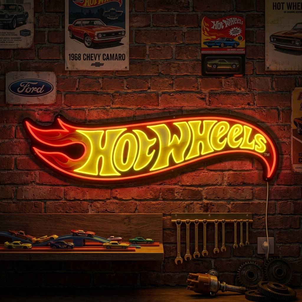 "Hot Wheels Logo" Letrero de neón
