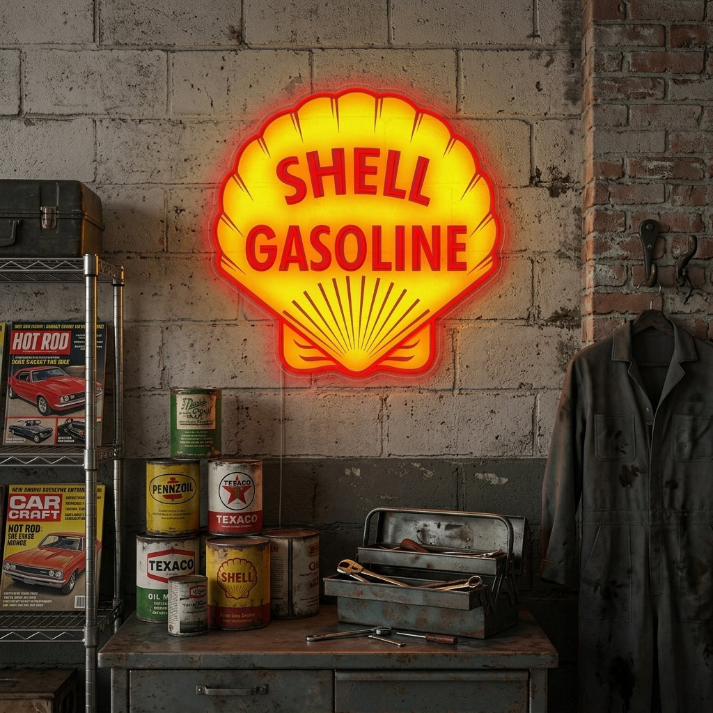 "Logotipo de Shell Gasoline" Letrero de neón