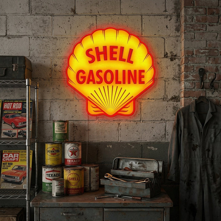 "Logotipo de Shell Gasoline" Letrero de neón