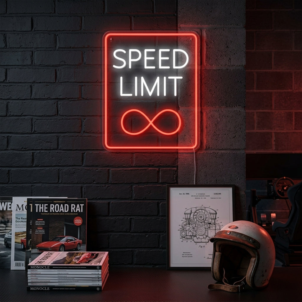 "Speed Limit Infinity" Letrero de neón