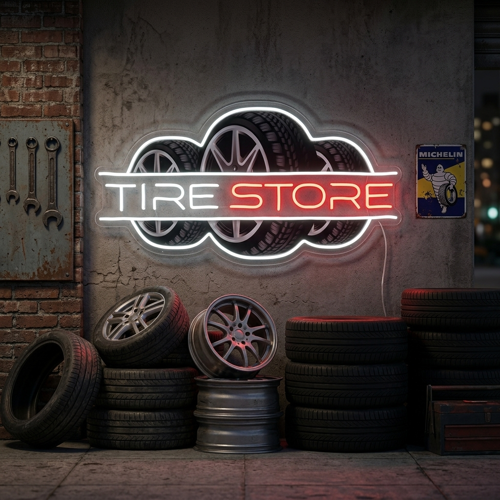 "Tire Store" Letrero de neón