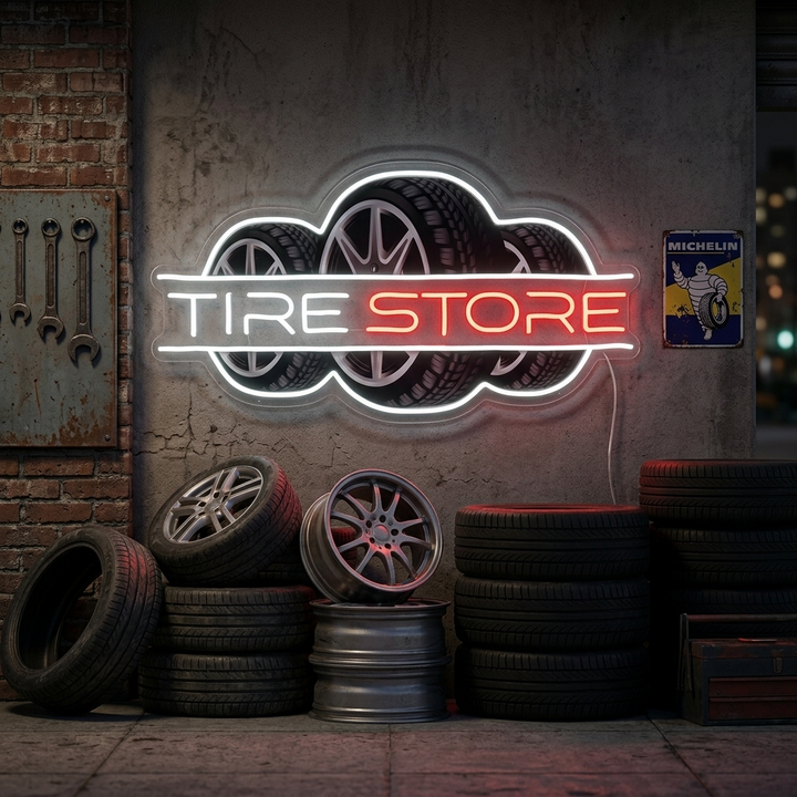 "Tire Store" Letrero de neón