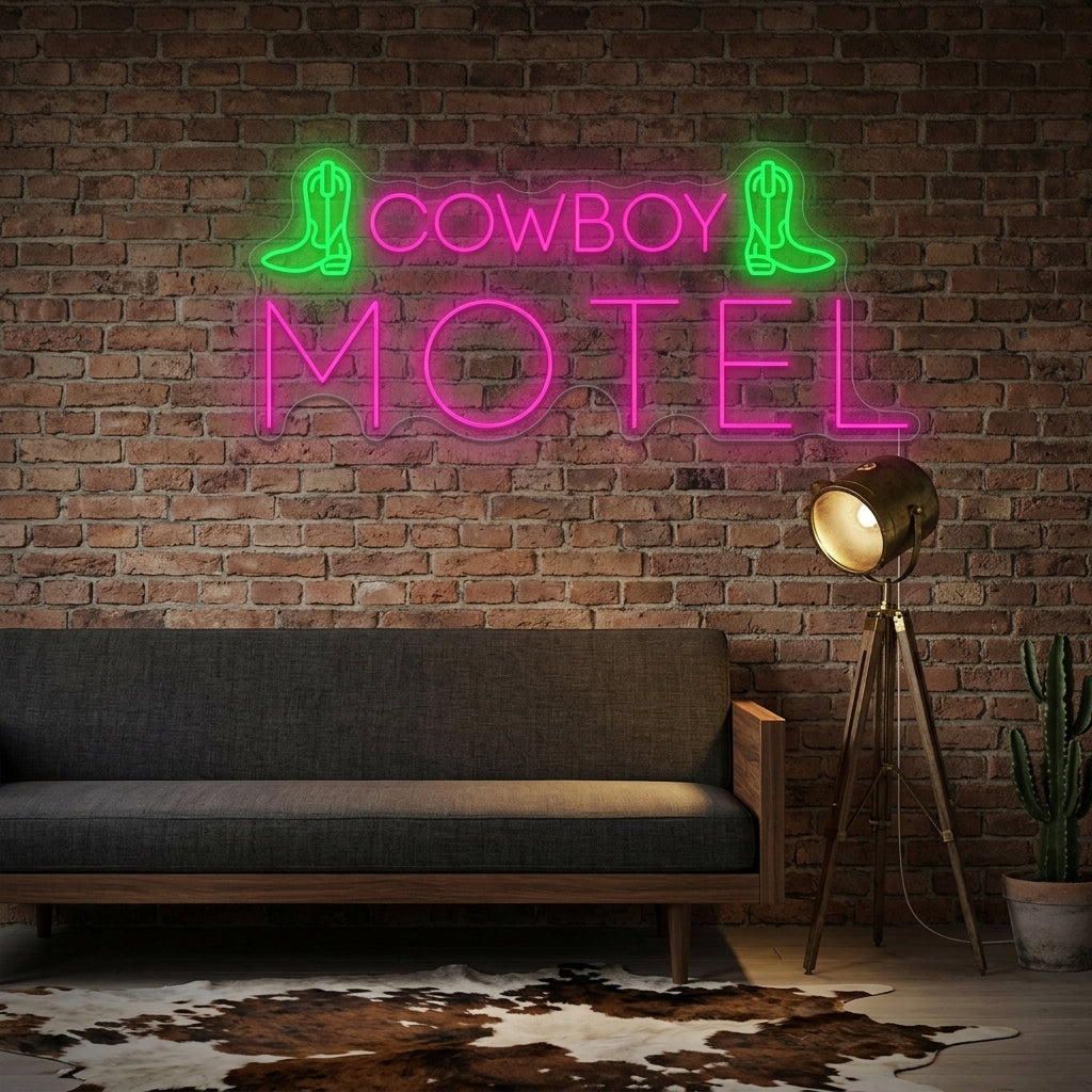 "Cowboy Motel" Letrero de neón