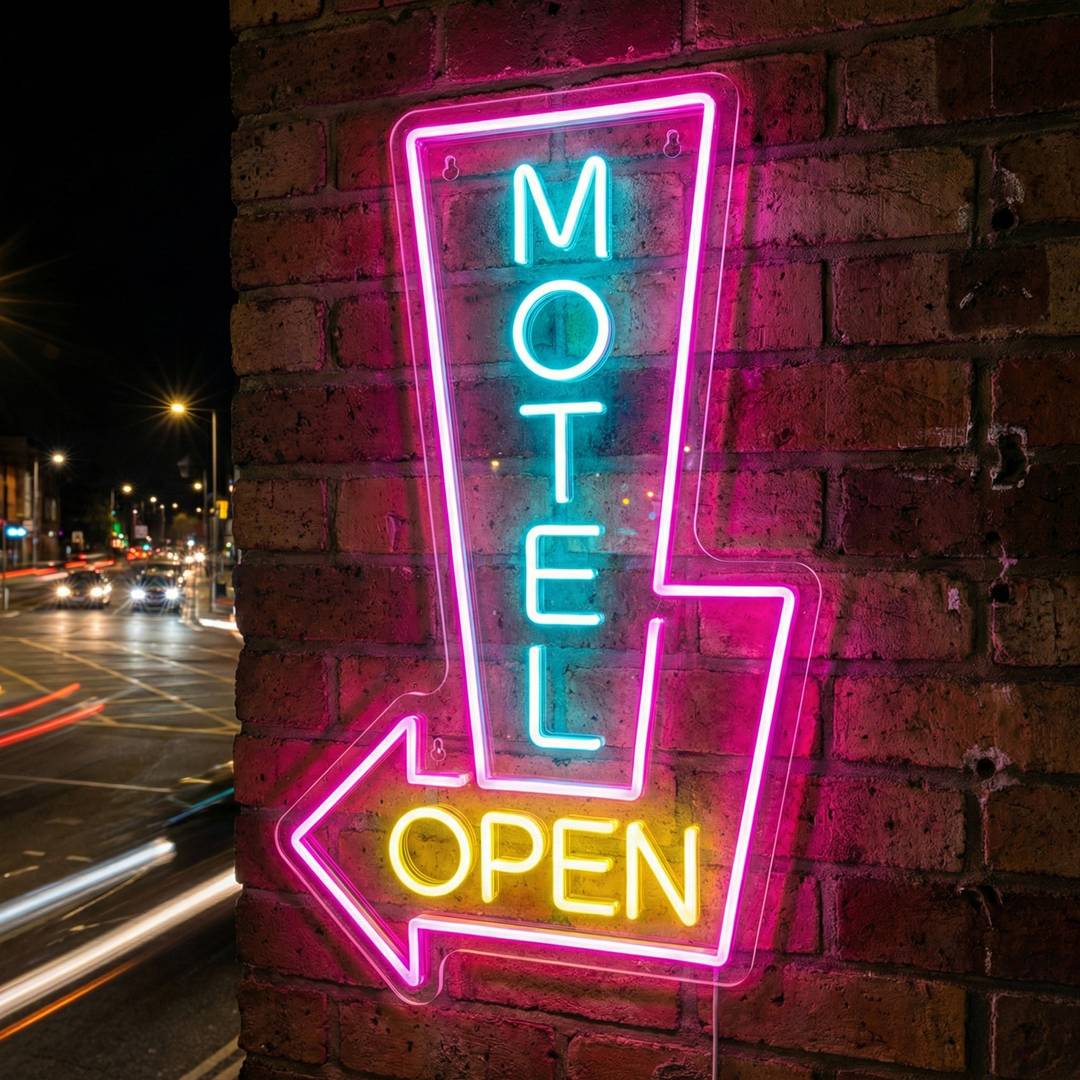 "Motel Open" Letrero de neón