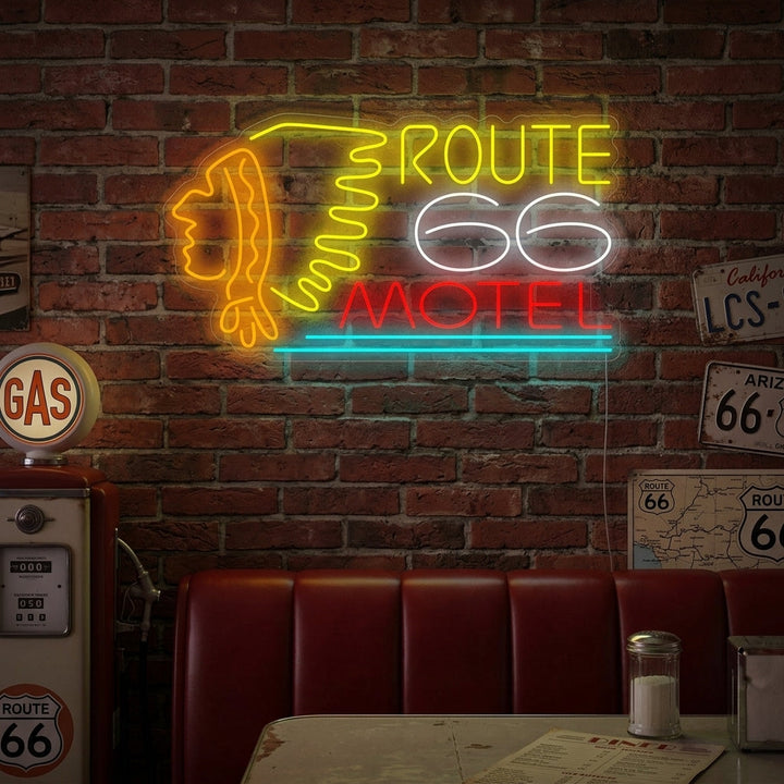 "Route 66 Motel" Letrero de neón