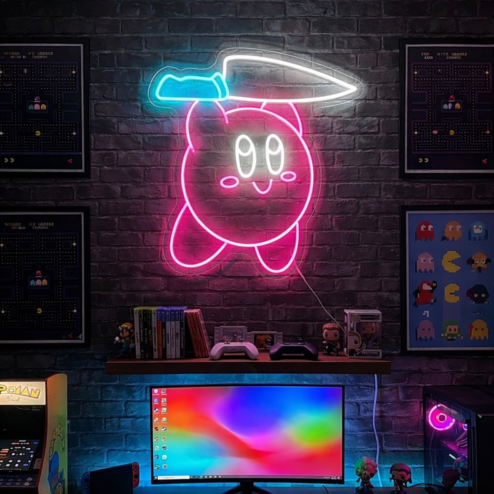 "Kirby con un cuchillo" Letrero de neón