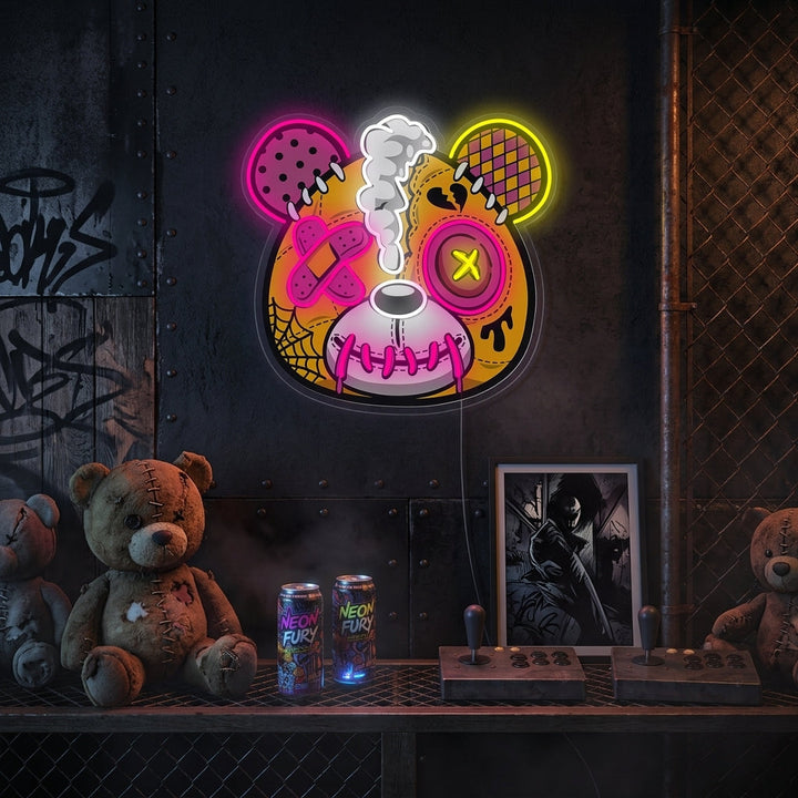 "Oso de peluche zombi" Letrero de neón