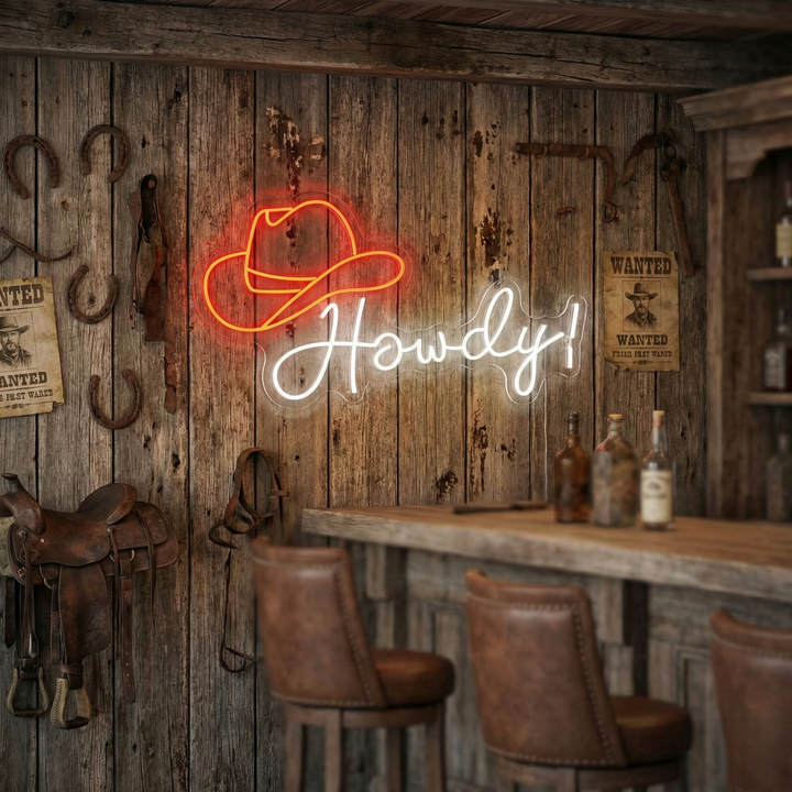 "Howdy" Letrero de neón