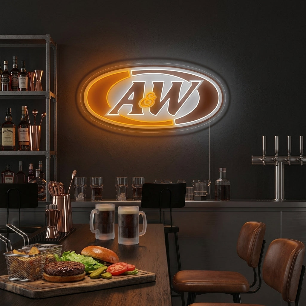 "Logotipo de cerveza A&W" Letrero de neón