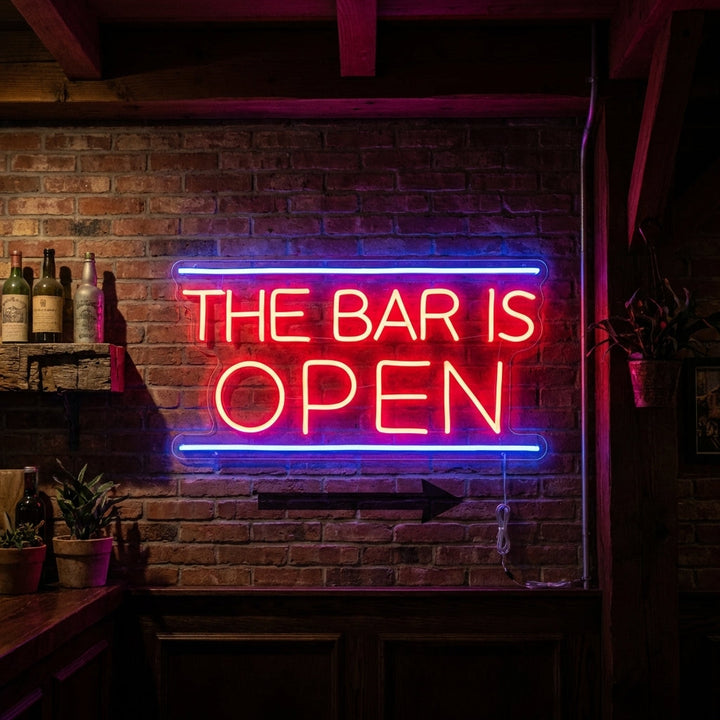 "Bar Is Open" Letrero de neón
