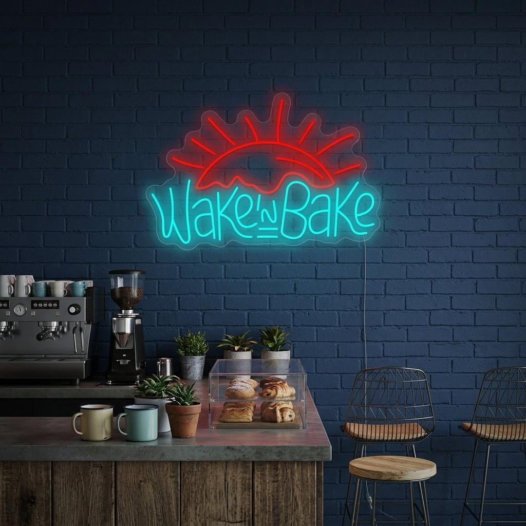 "Wake and Bake" Letrero de neón