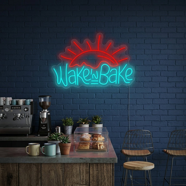 "Wake and Bake" Letrero de neón