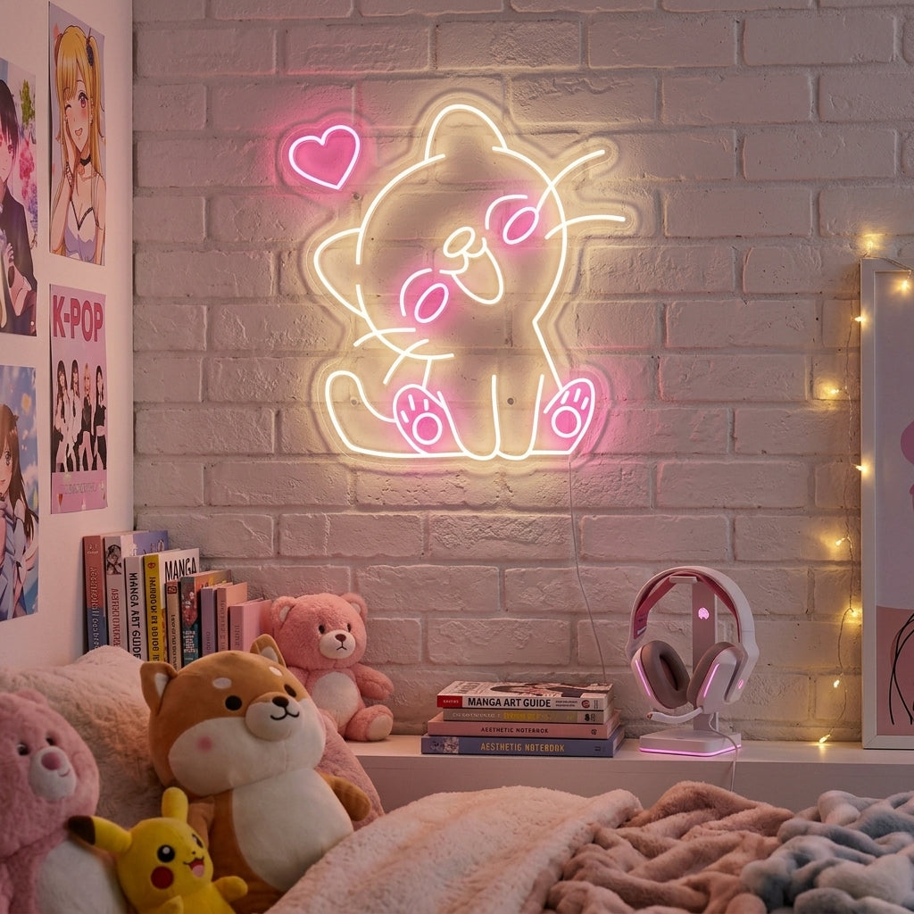 "Gato kawaii" Letrero de neón