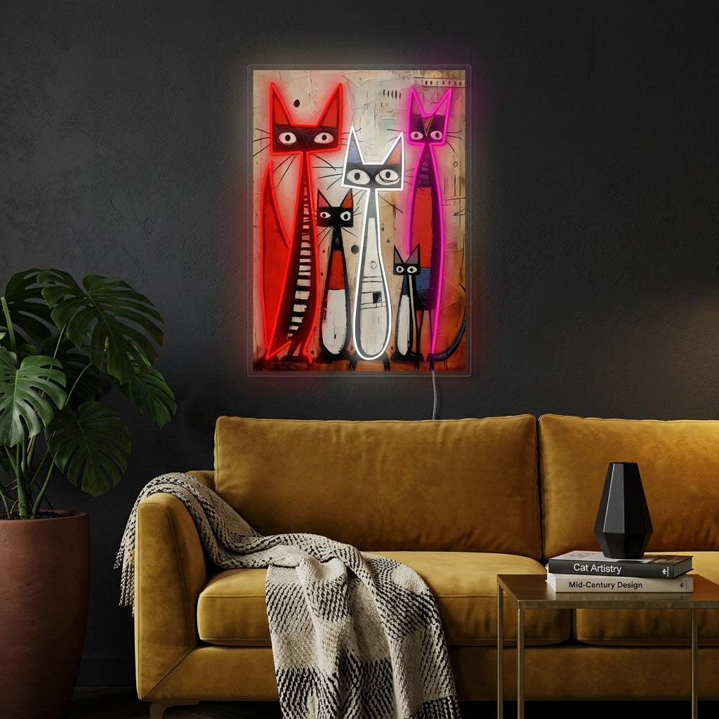 "Familia de gatos" Letrero de neón