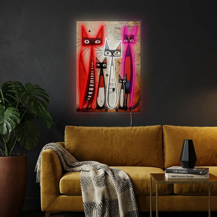 "Familia de gatos" Letrero de neón
