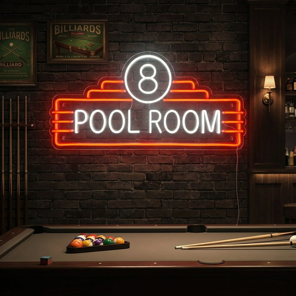 "8 Pool Room" Letreros Neon