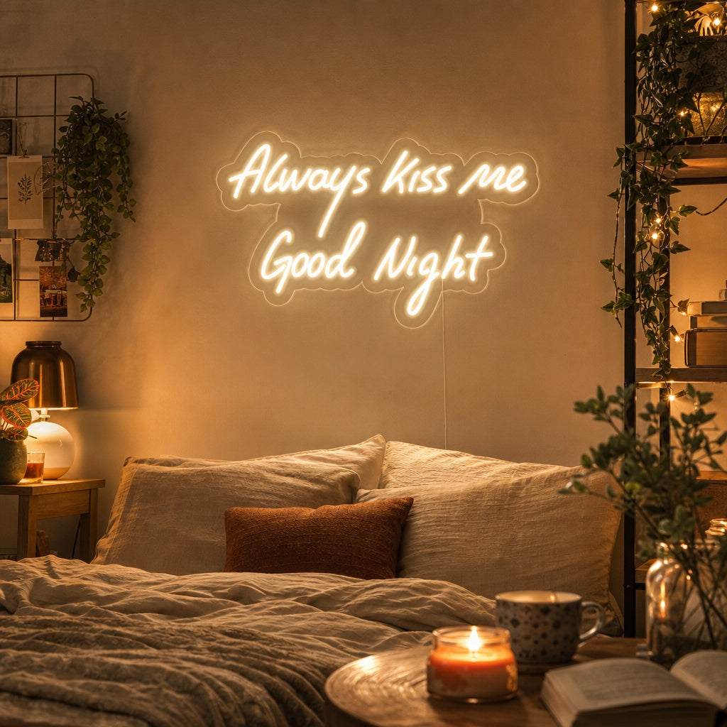 "Always Kiss Me Good Night" Letreros Neon