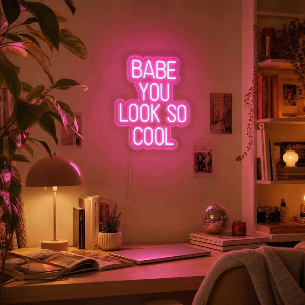 "Babe You Look So Cool" Letreros Neon