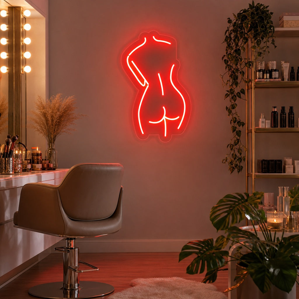 "Silueta De La Espalda De Una Dama" Letreros Neon