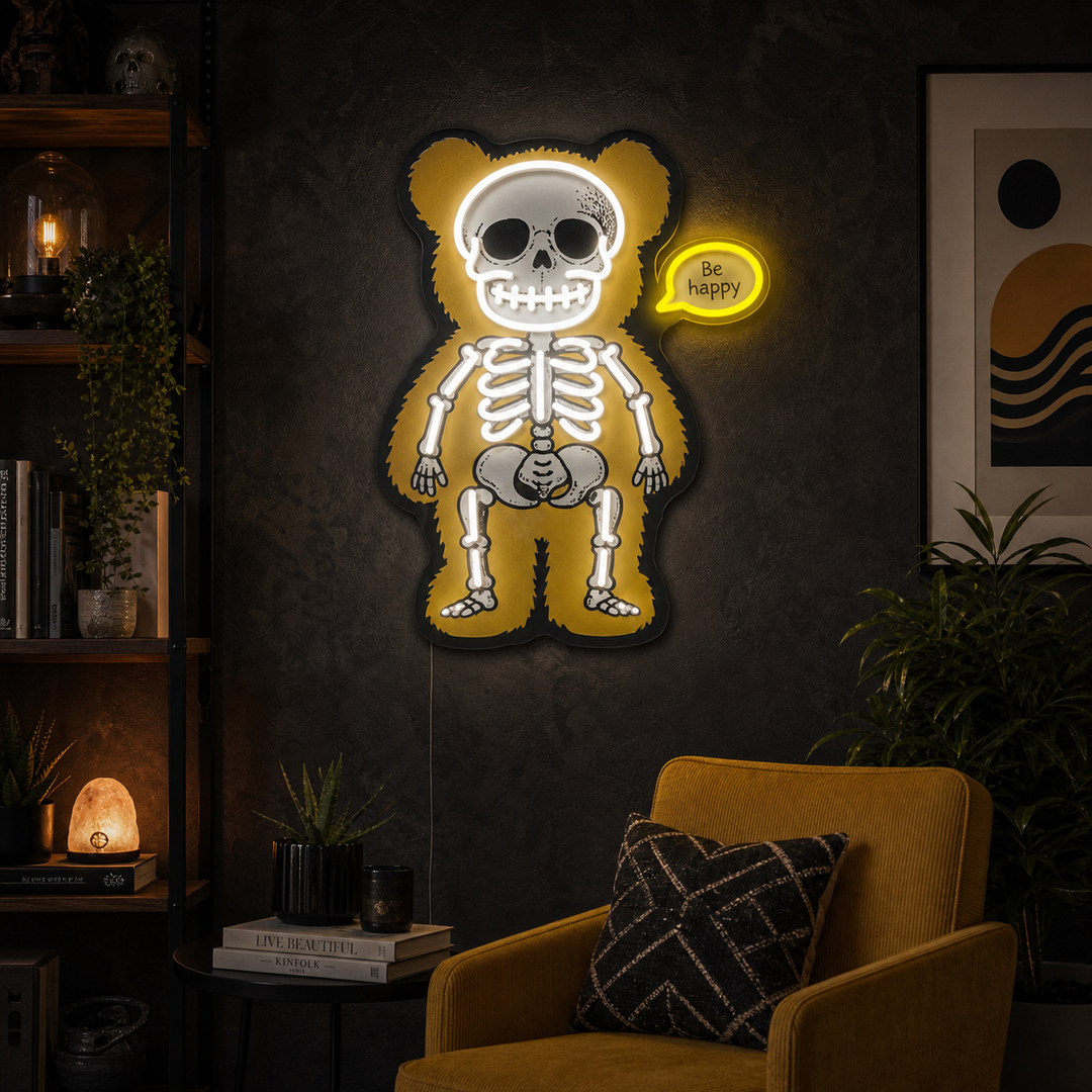 "Esqueleto de oso" Letrero de neón LED impreso con UV