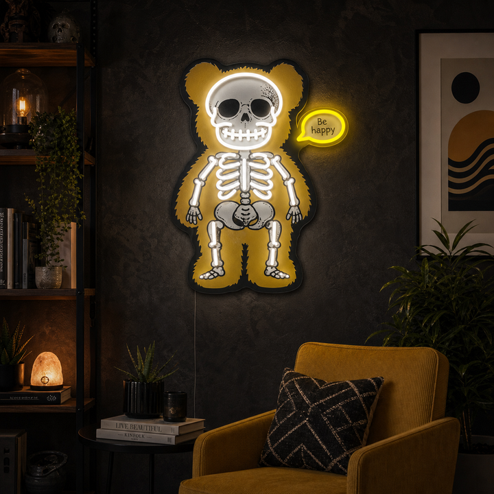 "Esqueleto de oso" Letrero de neón LED impreso con UV
