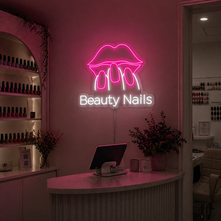 "Beauty Nails" Letreros Neon