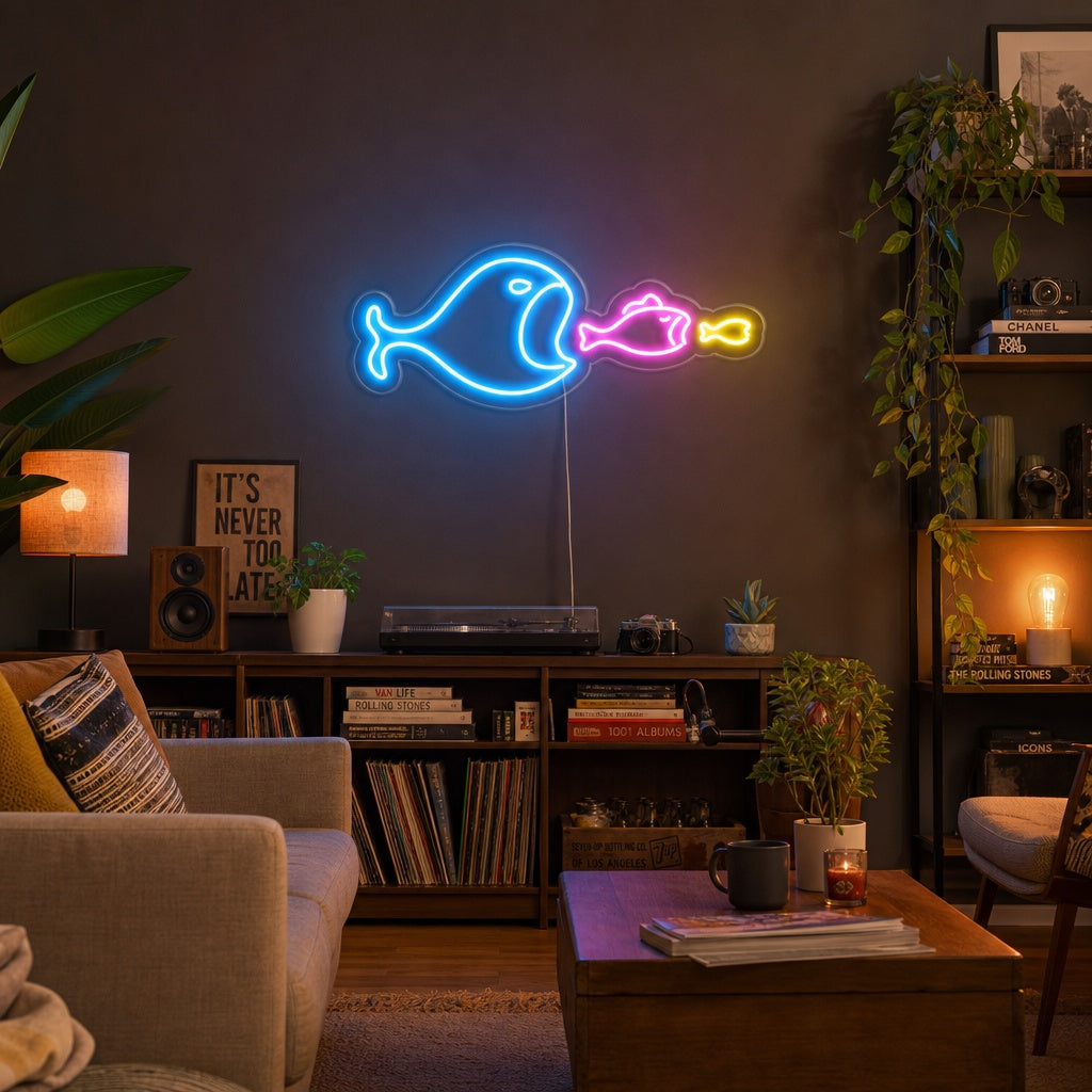 "Pez Grande Come Pez Pequeño" Letreros Neon