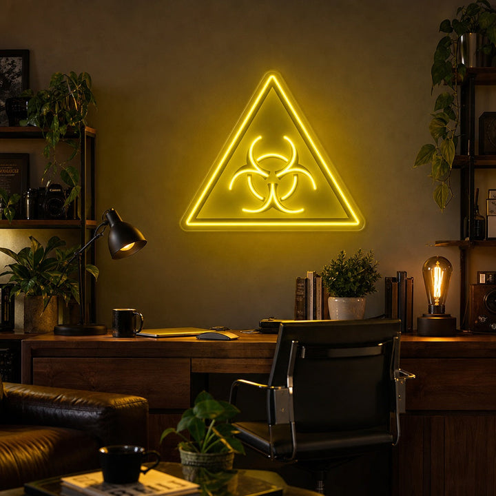 "Logotipo de advertencia de biohazard, programa de televisión inspirado" Letrero de neón LED impreso con UV