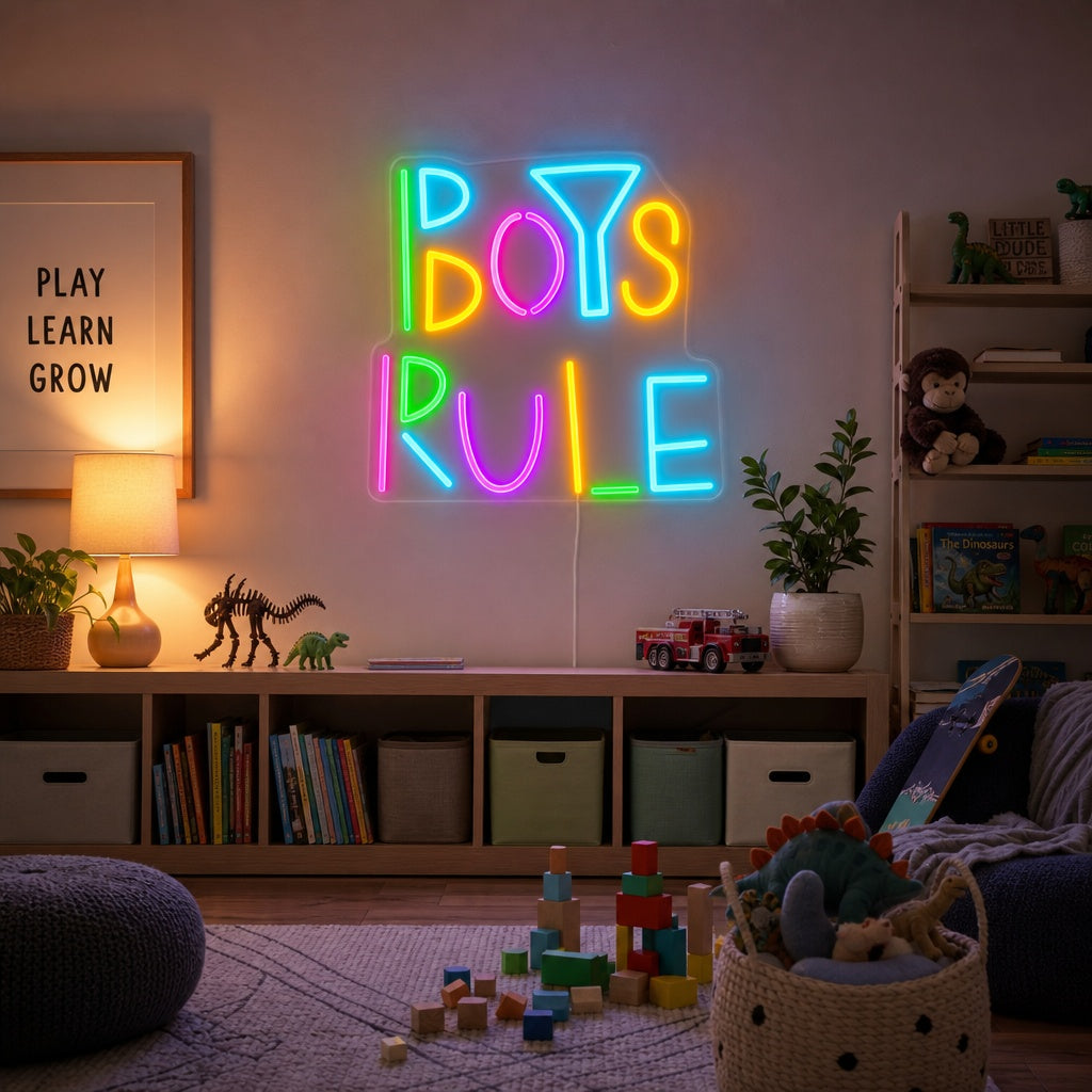 "Boys Rule, Decoracion De Habitaciones Infantiles" Letreros Neon