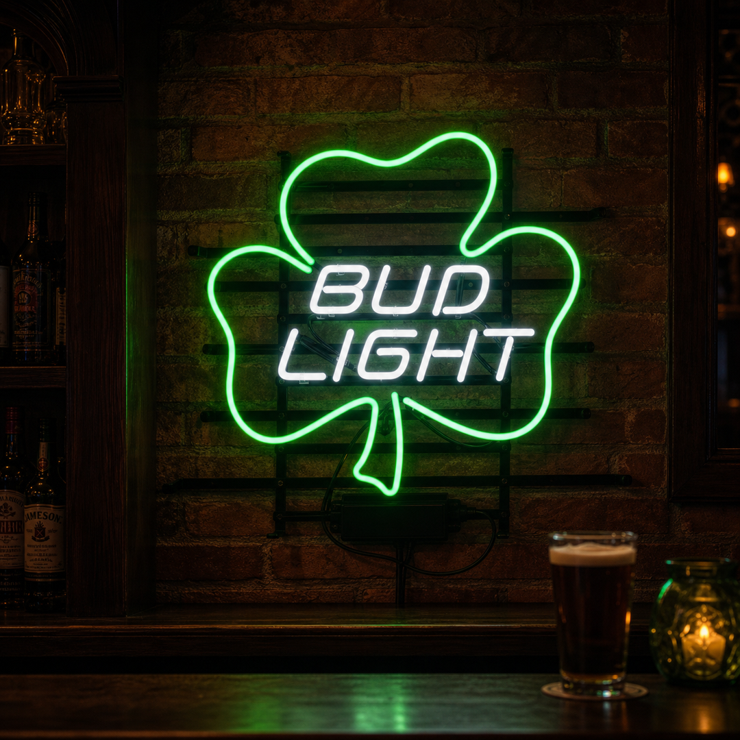 "Bud Lucky Shamrock" Letreros Neon