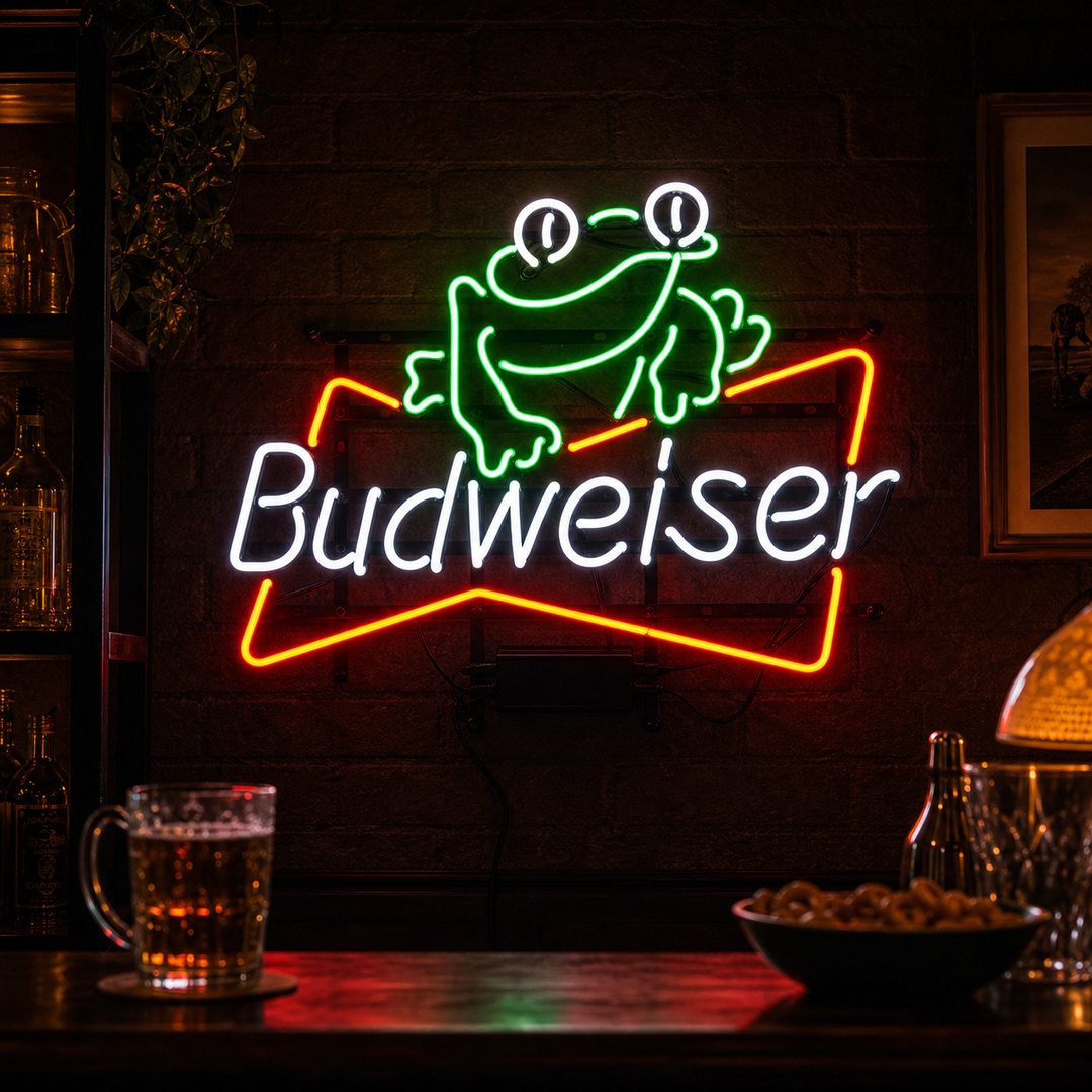 "Budweiser Beer Frog" Letreros Neon