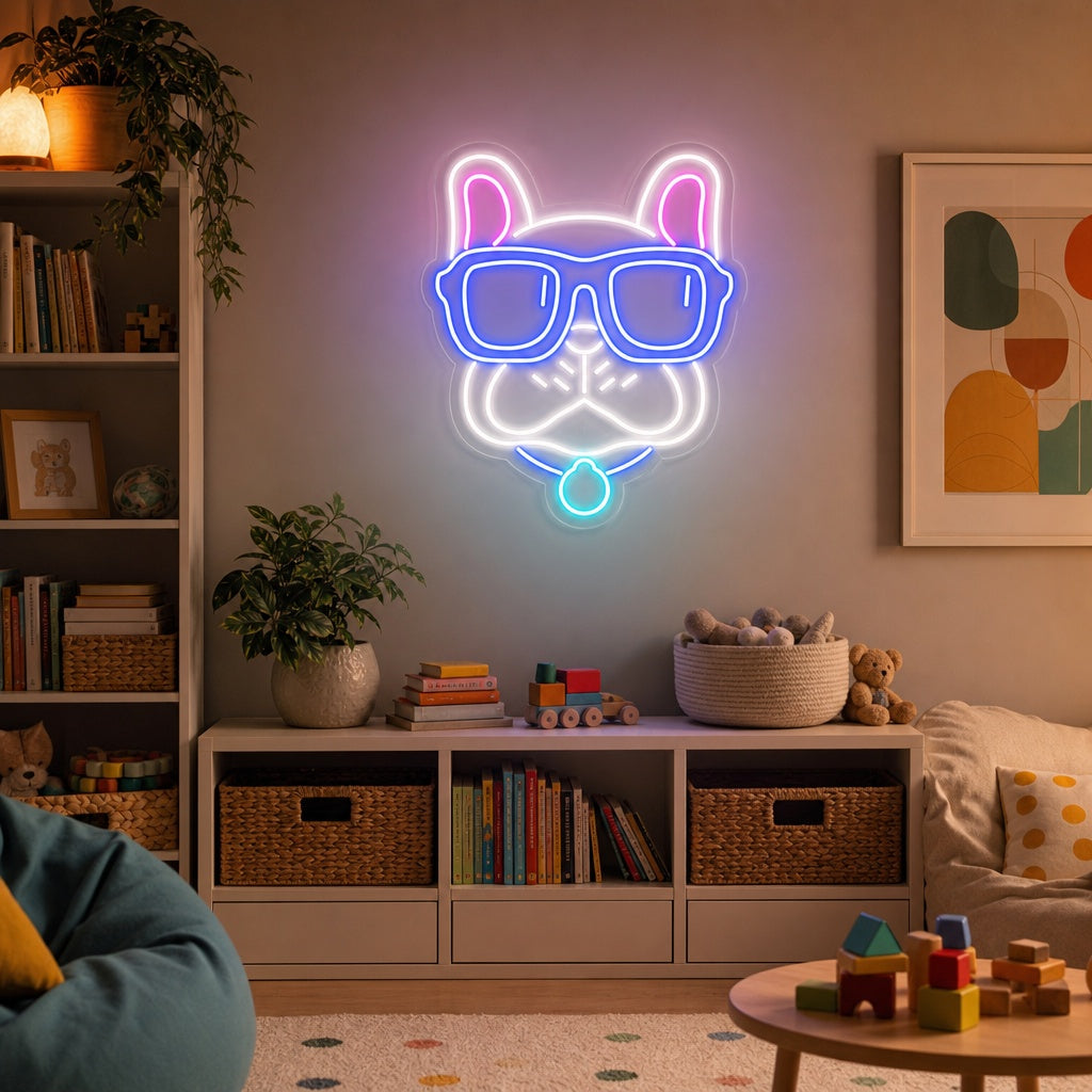 "Bulldog, Gafas" Letreros Neon