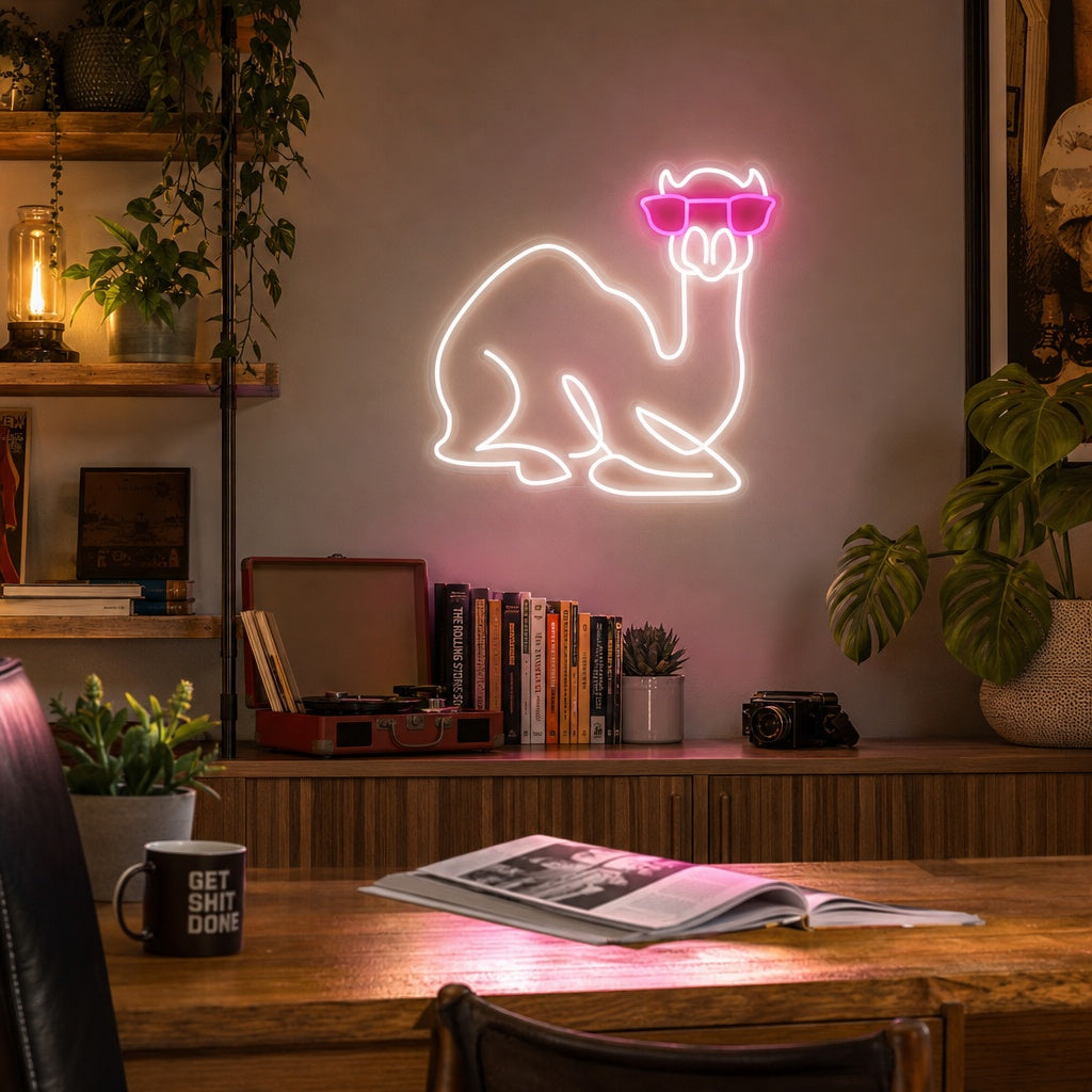 "Camello Con Gafas" Letreros Neon