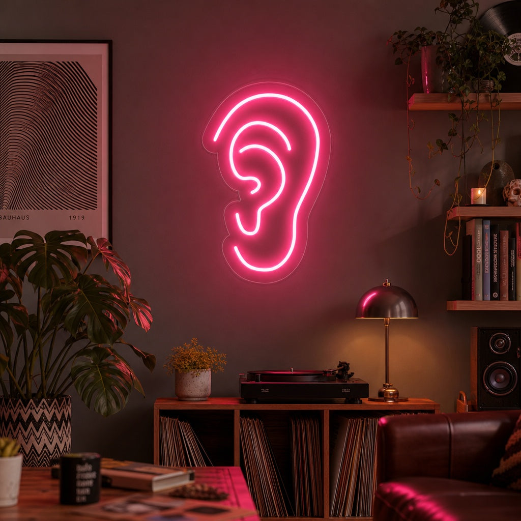 "Iluminación Creativa Oído" Letreros Neon