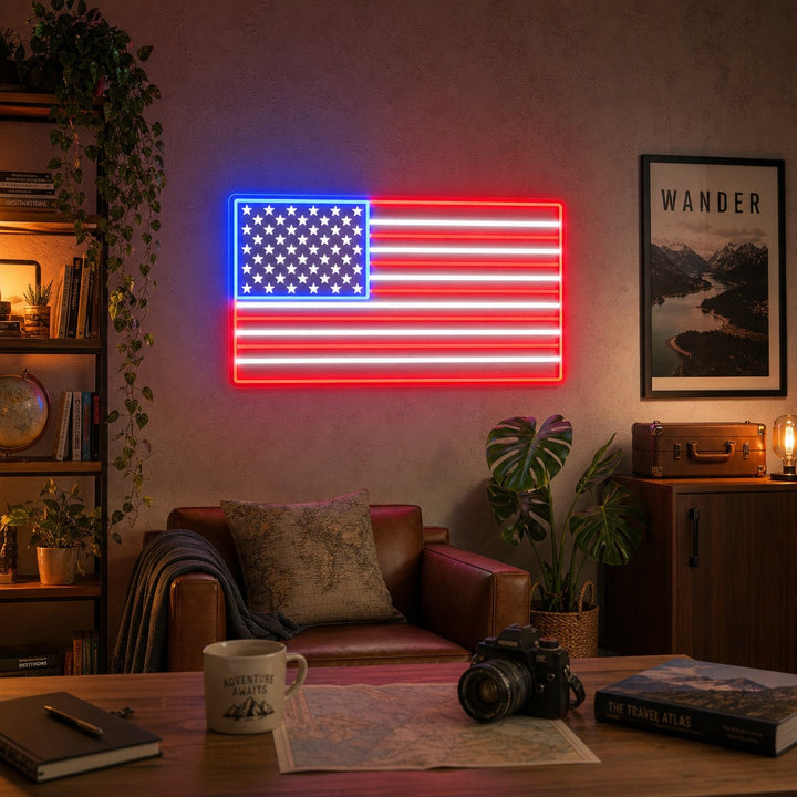 "Nombre personalizado de la bandera" Letrero de neón LED impreso con UV