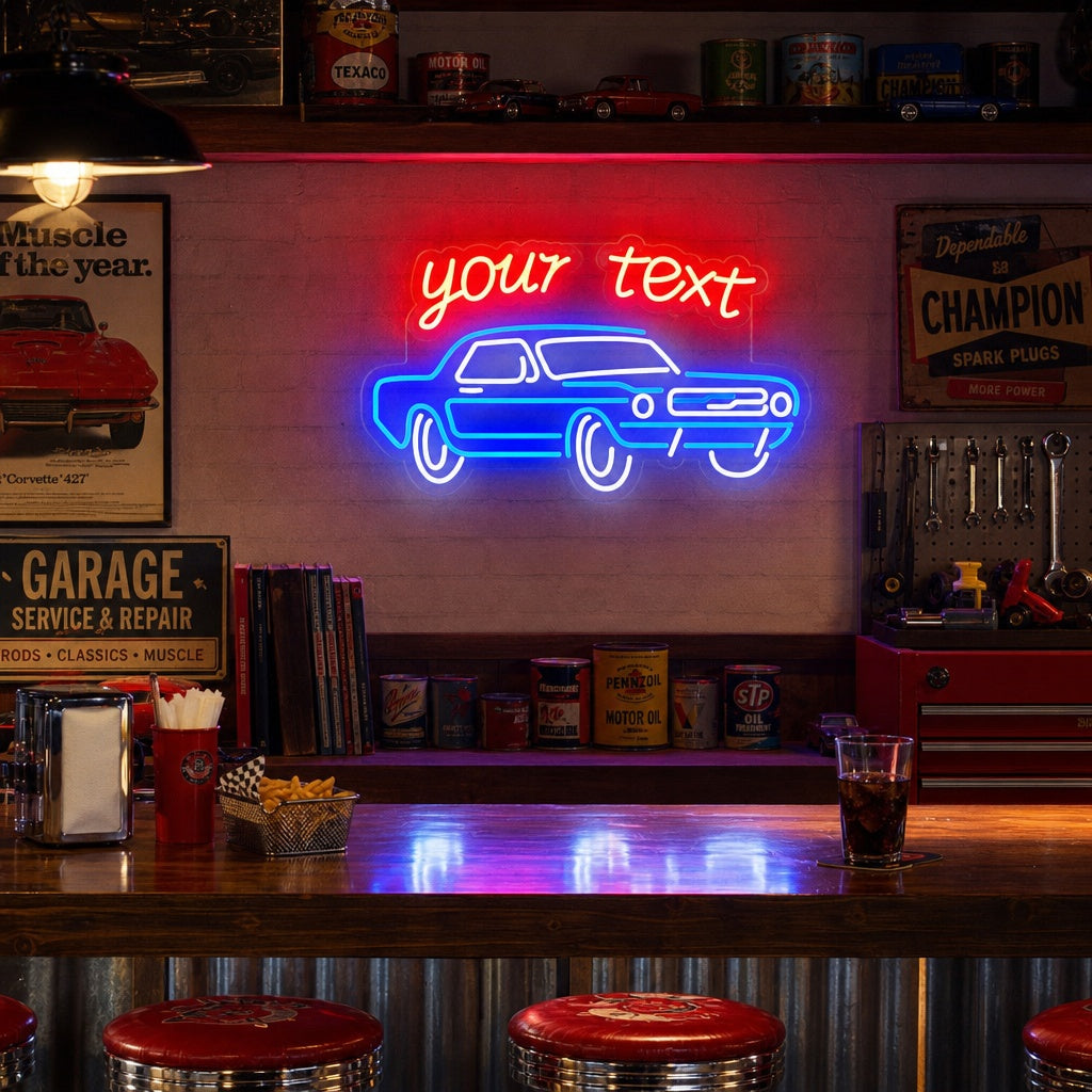 "Personaliza Tu Texto Con Forma De Coche" Letreros Neon