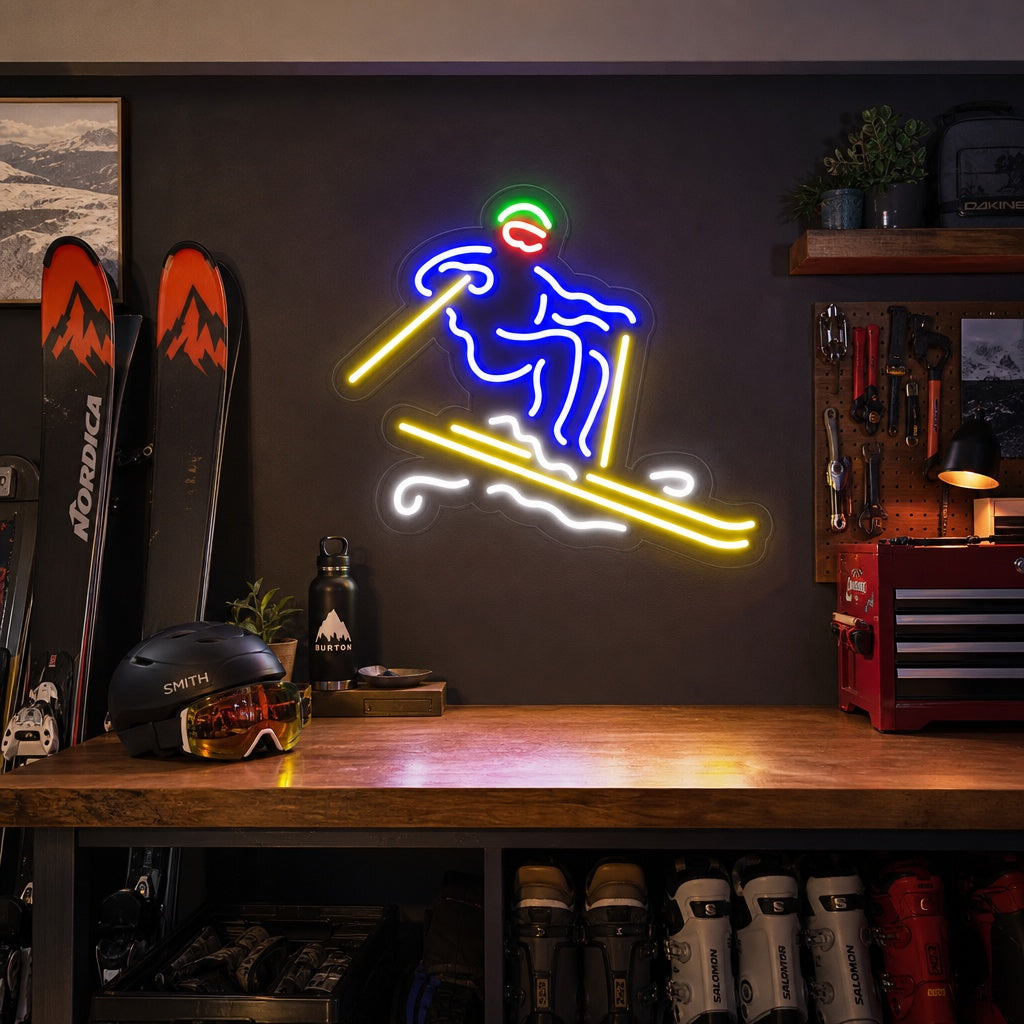 "Esquiador Alpino Artesanal" Letreros Neon