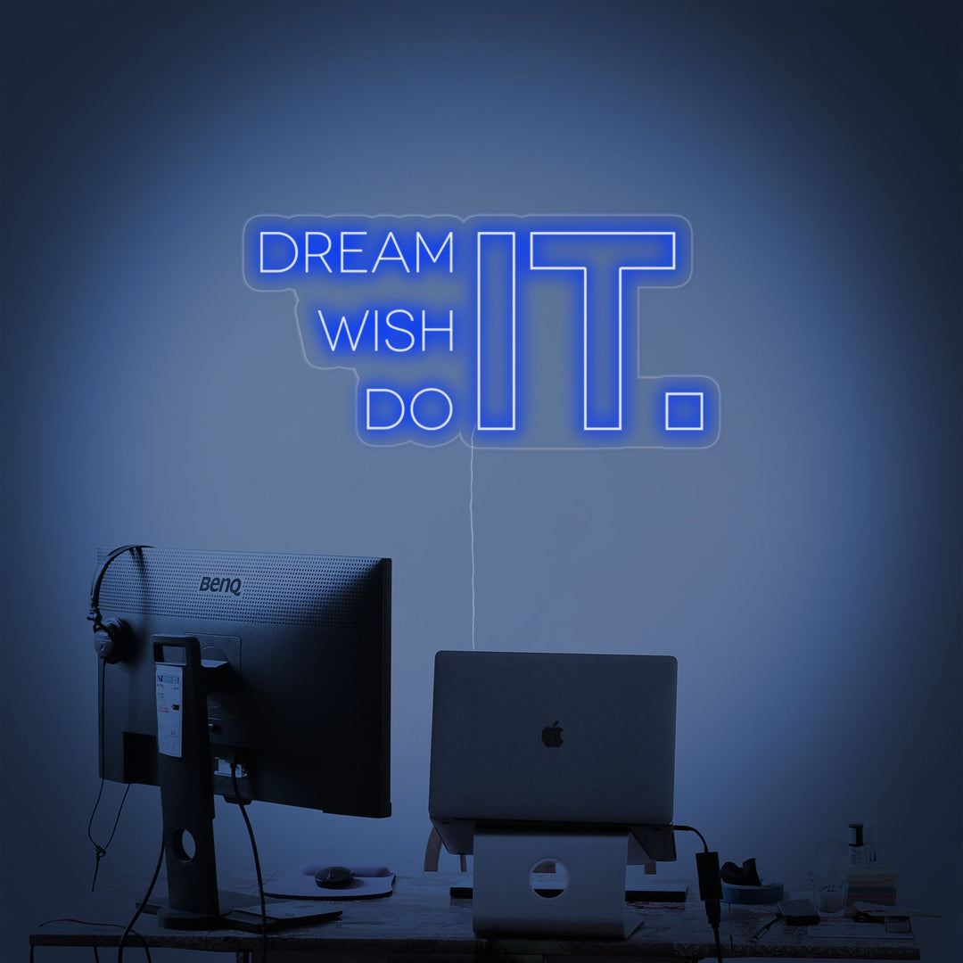 "Dream It Wish It Do It, Decoración De Gimnasios, Frases De Gimnasios, Frases De Fitness, Frases De Entrenamiento" Letreros Neon