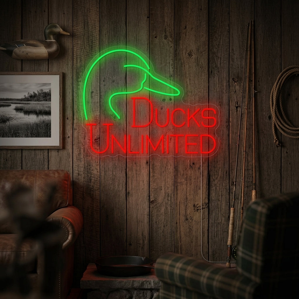 "Ducks Unlimited" Letrero de neón