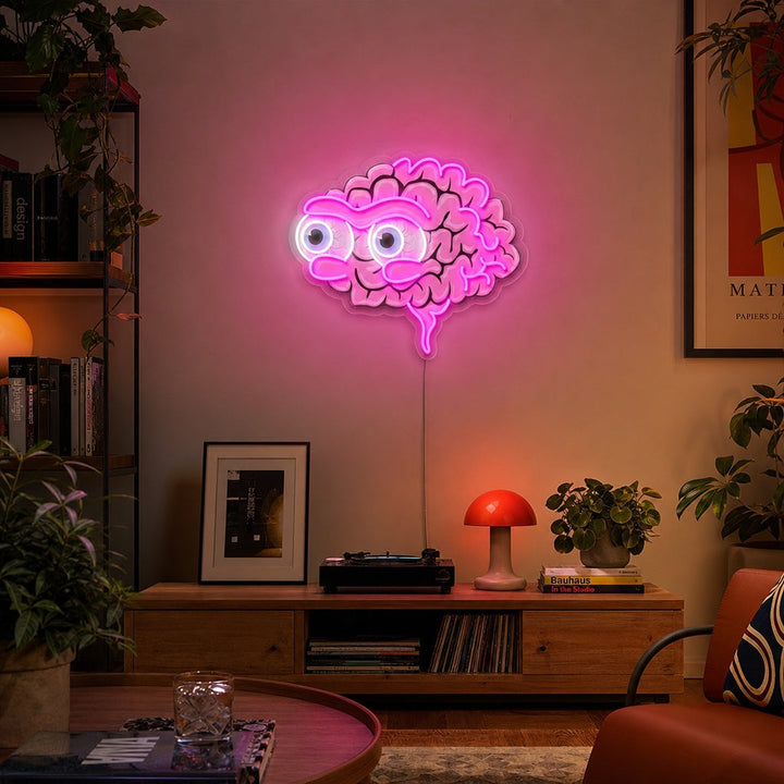 "Cerebro del globo ocular" Letrero de neón LED impreso con UV