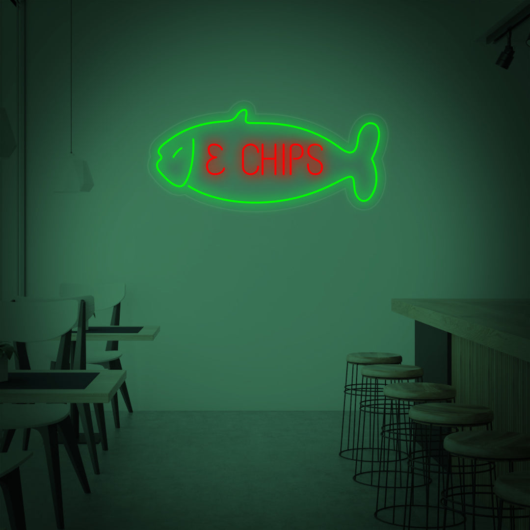 "Fish & Chips, pez" Letreros Neon