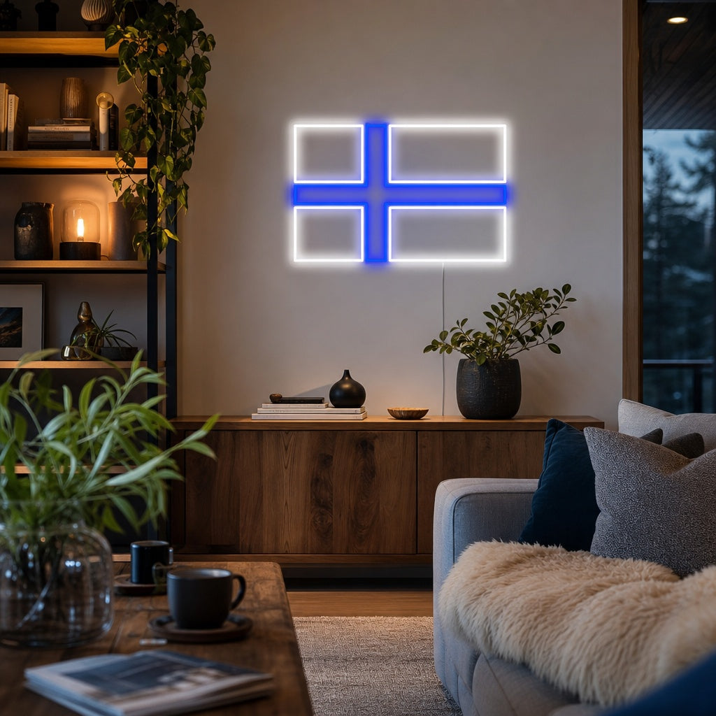 "Bandera De Finlandia" Letreros Neon