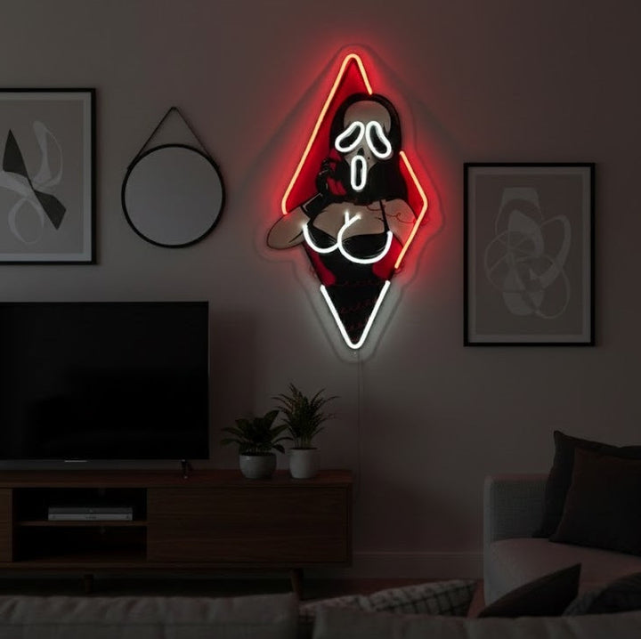 "Dama de la cara fantasma, mujer sexy" Letrero de neón LED impreso con UV
