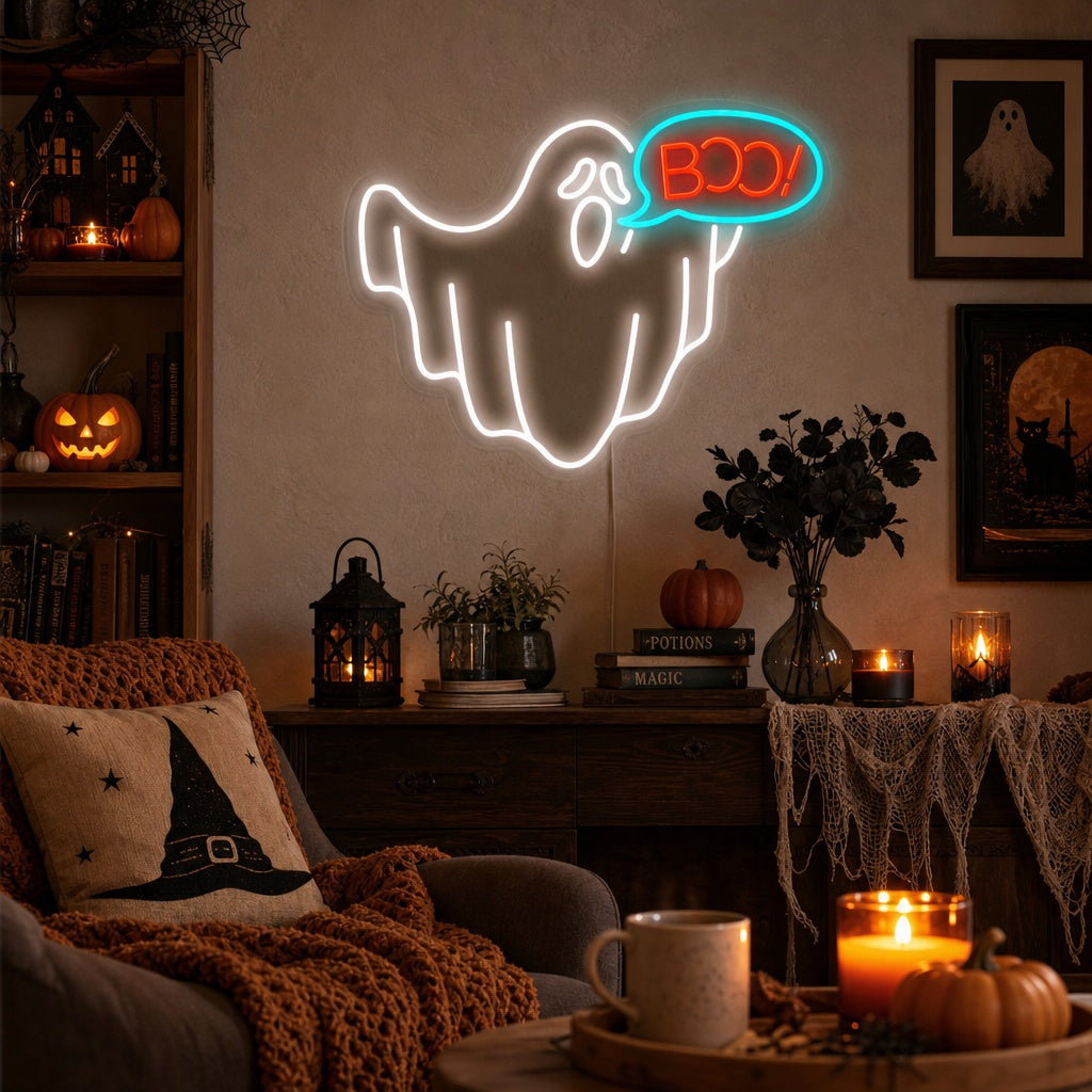 "boo, Fantasma, Halloween" Letreros Neon