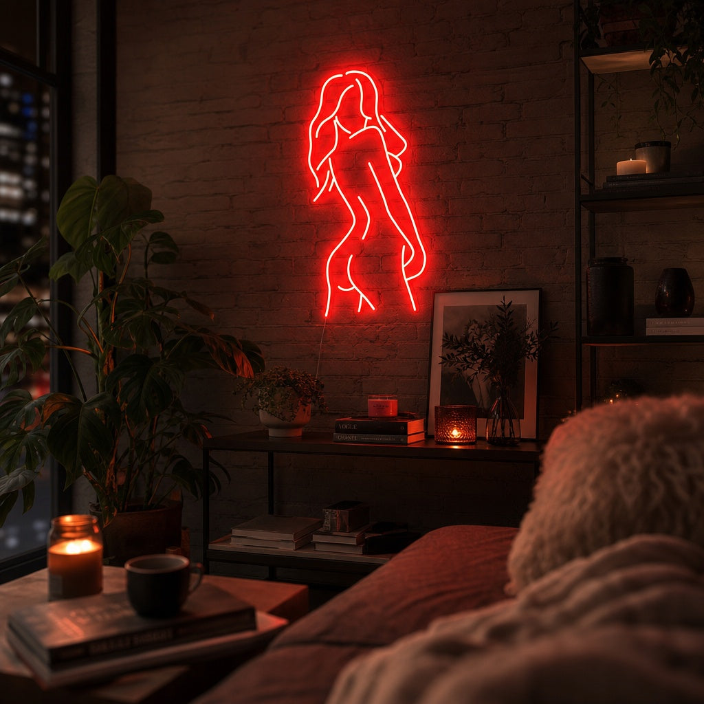 "Chica Mujer Dama Cuerpo Elegante" Letreros Neon
