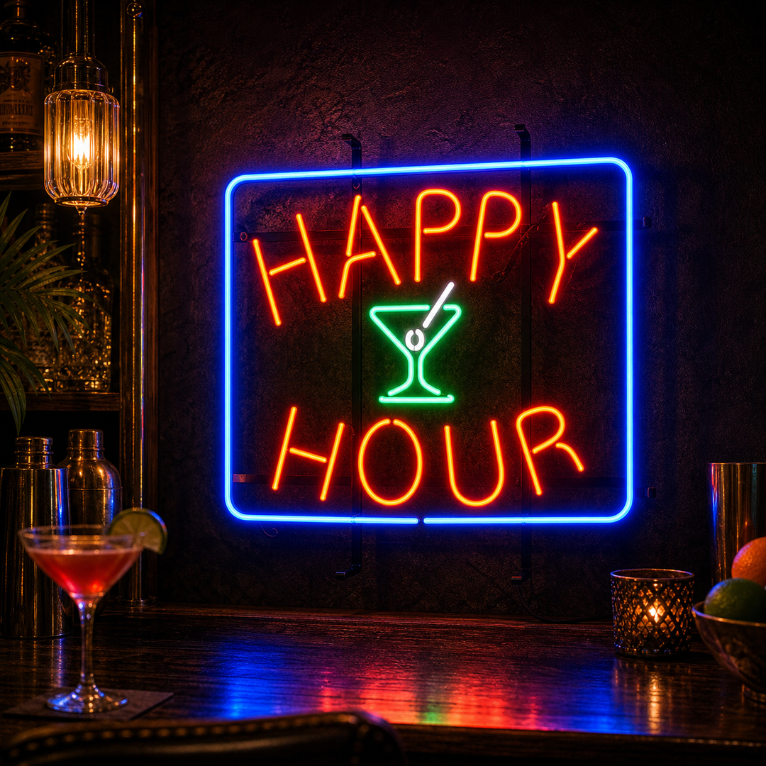 "Happy Hour Bar De Cerveza" Letreros Neon