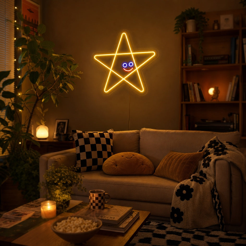 "Estrella Feliz" Letreros Neon