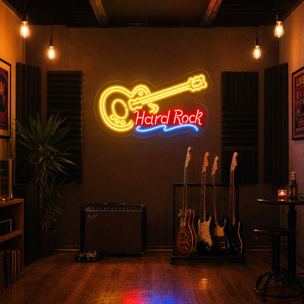 "Hard Rock, Música, Guitarra" Letreros Neon